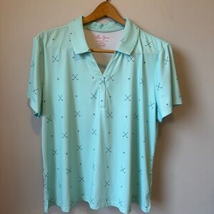 Lillie Green pull on mint green golf shirt